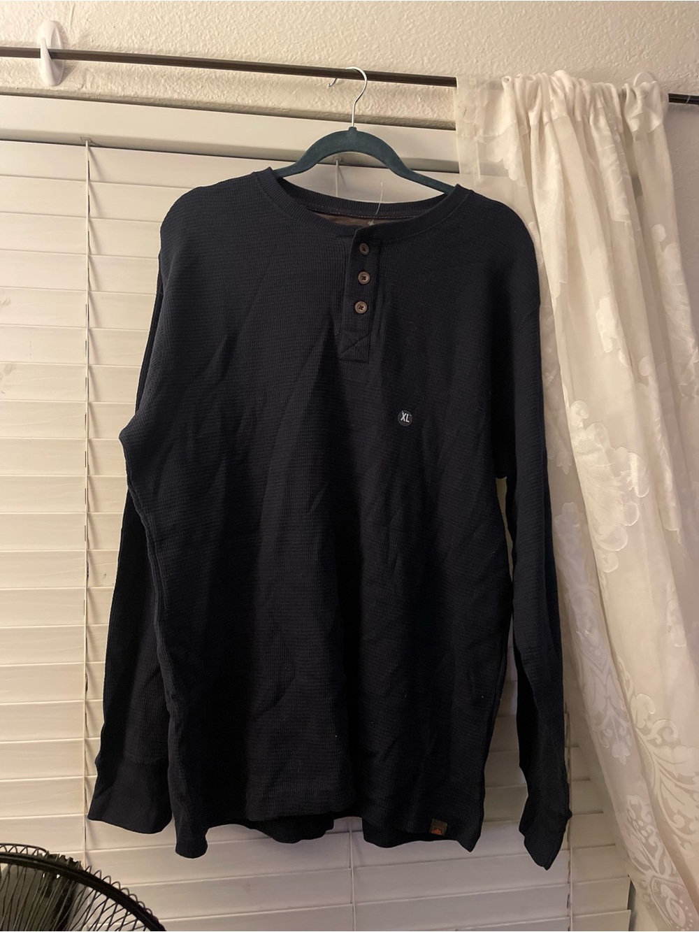 Northwest Territory Black Long Sleeve Waffle Henley Shirt